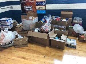 Boxes filled with donated food